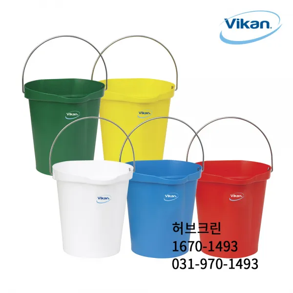 바이칸 버켓 6L 12L 눈금표시 바닥손잡이 주둥이 내열성, 6) 12L 녹색