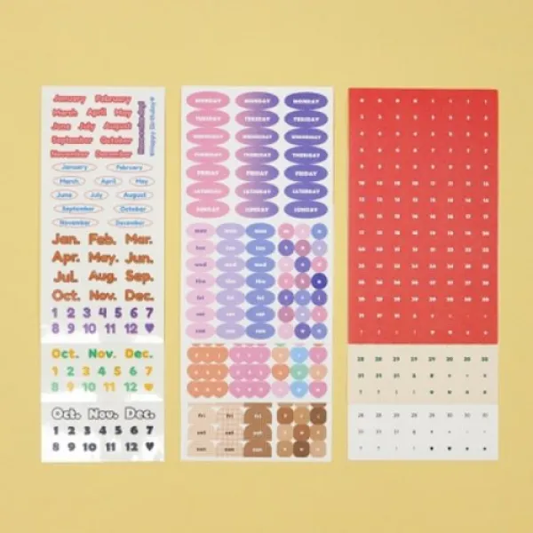  텐바이텐 Set 기본 스티커 1000 9종 날짜/요일/월