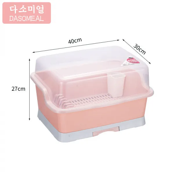 다소미얼/ 싱크선반주방 그릇 수납함 라지 사이즈 플라스틱 찬장 덮개 서랍형 아스팔트 그릇 선반 주방 선반 식기함 ST02 A28Z, 05 핑크 대（수저통）