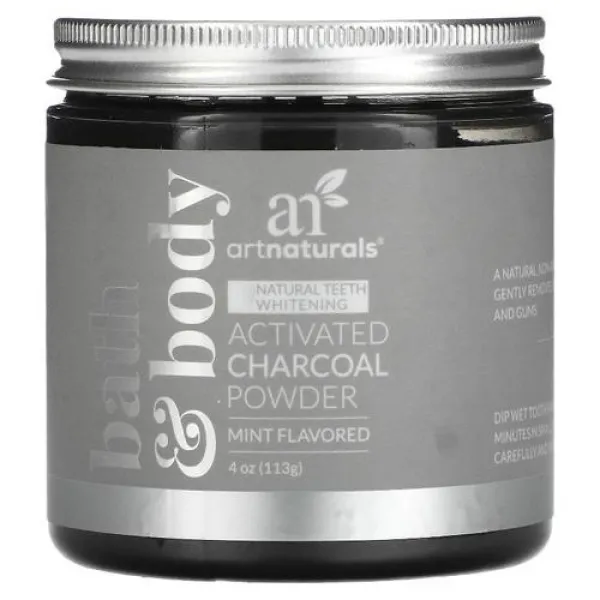 ART내츄럴스 Activated Charcoal 파우더 Mint Flavored 4 oz (113 g)