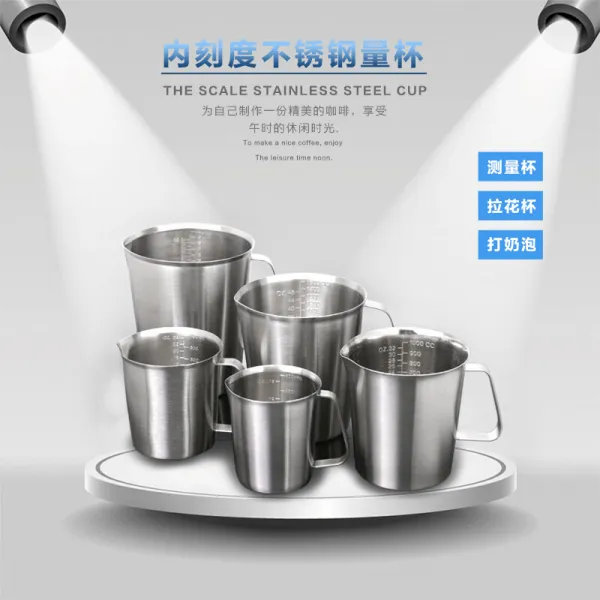 고품질 304 가후 스테인리스강 컵 1000ml 500ml 2000ml 띠 눈금 소주 브레이크 컵 블랙컵 부엌 부엌 부엌 부엌 부엌, 상세페이지 참조