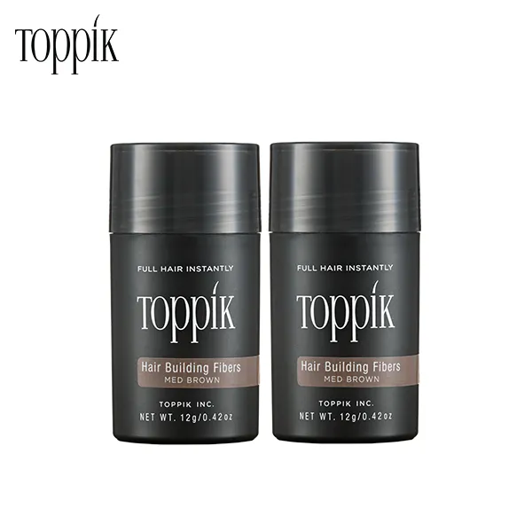 토픽 TOPPIK 12g x 2개 (2개월분) 천연양모케라틴 흑채 증모제 펌프별매, 2개입, 중간갈색 12g