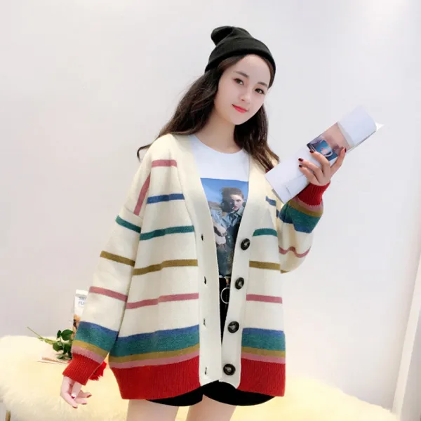  제로의옷장 레이보우 단가라 가디건 Bd0906l09