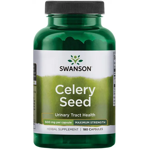 Swanson Celery Seed Extract (Cellery) 비뇨기 지원 식물 화학 휘발성 오일 보충제 강도 500 mg 180, 단일상품