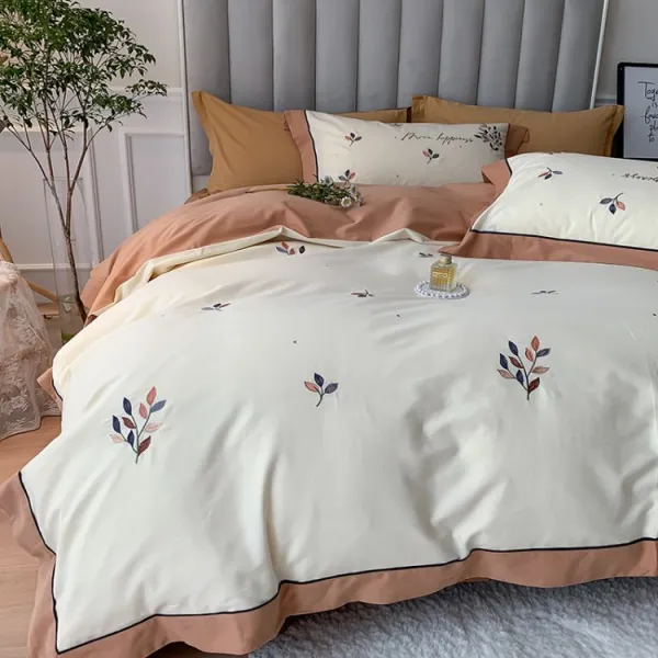 자수 두꺼운 기모 4종 풀패딩 순면 코튼 심플 모즈 가볍게 사치한 무드 무지 겨울 가을 보온 침대위 사용, 남풍지아의 뜻