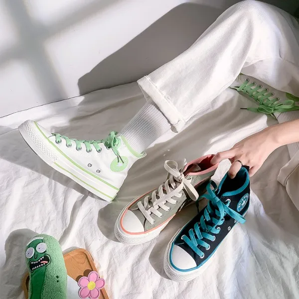 엠오엔2 그린 여성화 캔버스화 운동화 스니커즈 하이탑 통굽 슬립온 키높이 신발 슈즈 패션 아쿠아 여학생 여름