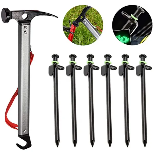 뻬구항마 세트 단조 페그있는 경량 캠프 망치 텐트 망치화물 봉투 포함 말뚝 박기 말뚝 사정 남녀 겸용 튼튼한 실버