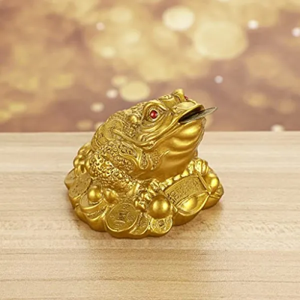 MDLUU Fengshui 돈 개구리 돈 두꺼비 동상 세 다리 동전 두꺼비 금전 등록기 부적 부 개구리 책상 집 난방 상점 선물 (금), 본상품