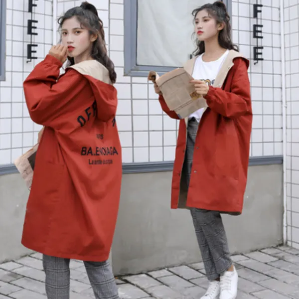 Taobao 작은 키에 트렌치코트 여장한한 2019 봄 가을 하라주쿠 Bf 박시 캐주얼 코트