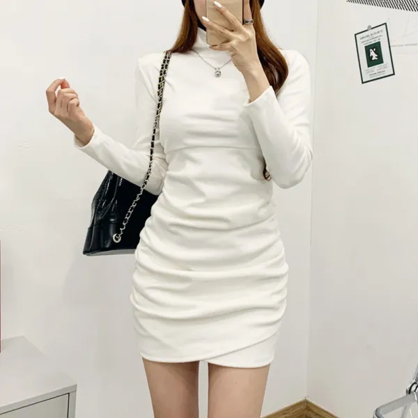퍼니걸스 1483 폴라 셔링 기모 미니 원피스 여성의류
