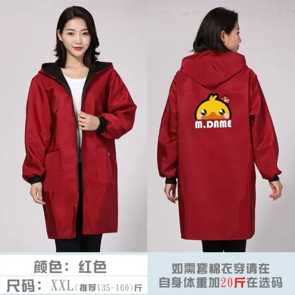 보온 쉬이 더러워지지 않는다 드옷커버 어른 기모 융 가운을 입고 있다 소매 끈 밥함 집안일 방동 작업장 한식 가을 정 입다 엘로 오리 레드 Xxl 야드