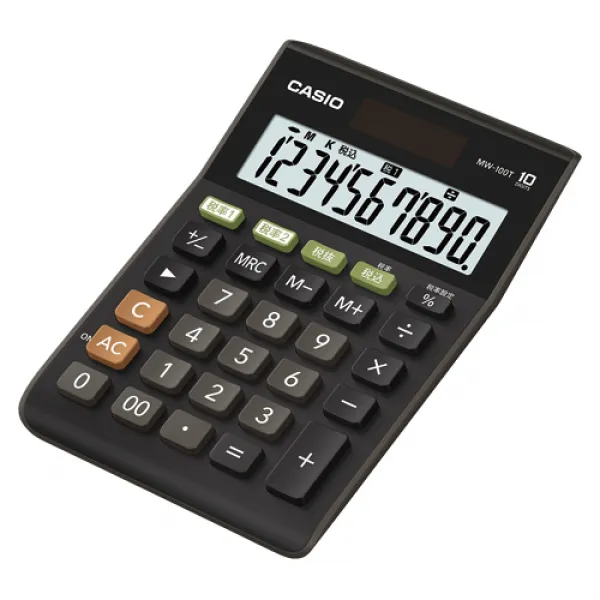카시오계산기 미니저스트타입 10자리 W세율대응 MW-100T-BK-N, 단일상품
