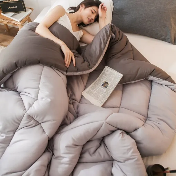 솜이불 MGF/워싱면 이불 겨울이불 단색 보온이불 심더블 싱글 두꺼운 봄가을이불 우주, C05-AMD시리즈-라이트그레이+딥그레이
