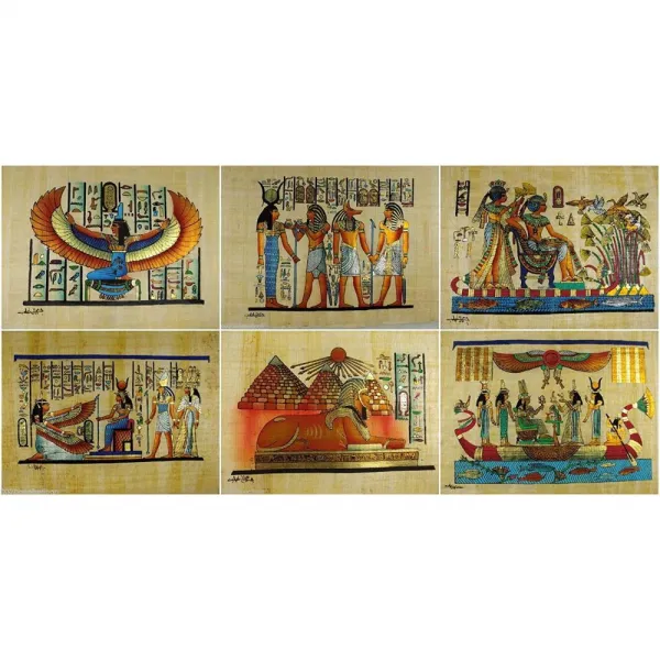 25개 이집트 파피루스 종이로 만든 핸드페인팅 그림