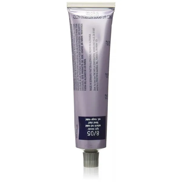 [Wella] 웰라 Illumina의 영구 크림 헤어 컬러 8/05 빛 금발 / 천연 레드 - 바이올렛 2 온스, 단일상품, 단일상품