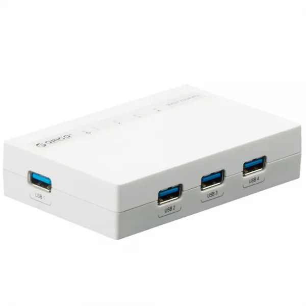 전원 어댑터 및 USB 3.0 케이블이있는 ORICO H4988-U3-WH 4 포트 USB 4 허브-신규, 액세서리 및 보급품