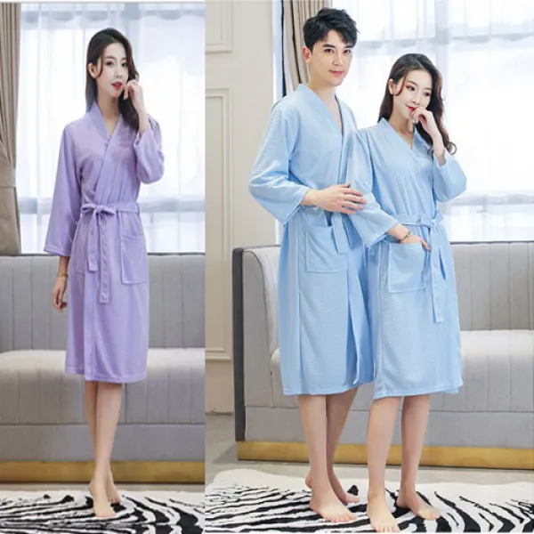목욕가운 샤워가운 여름가운 여름목욕가운 여름샤워가운 와플샤워가운 호텔샤워가운, 여자와플가운-그레이, 1개