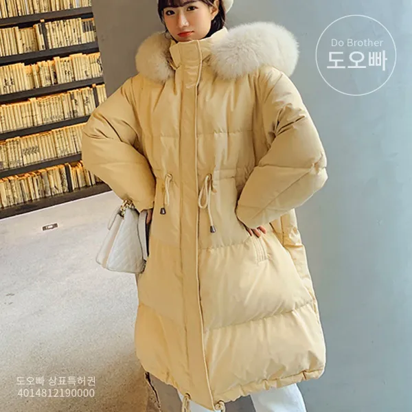 도오빠 오버핏 여성 패딩 점퍼 롱패딩 여자패딩 후드 퍼 빅사이즈 귀여운 겨울 야상 빅사이즈롱패딩 20대 30대 패션 데일리 캐주얼