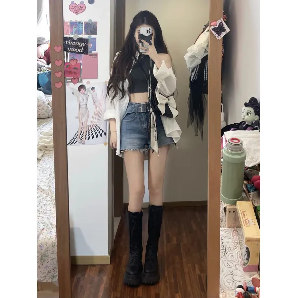 FFCHEER 슬그머니 입다 얼음처럼 차다 골지 베이지 여름 레쉬 코트