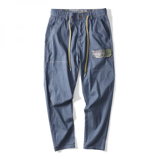 Mar.20 49번 여름 얇은 데님 캐주얼 바지 남자 일자 와이드 스판 9부 분업남자z