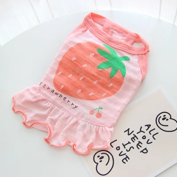2개 감점 5 테디 펫 강아지 고양이 옷 은 털 보미비 곰 옷 여름 얇은 작은 개를 제거 합니다, 딸기 스커트
