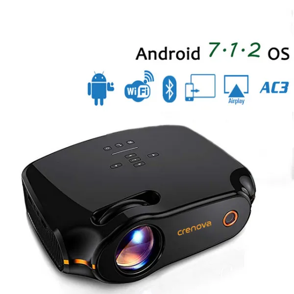 CRENOVA LED 영사기 XPE498 인조 인간 7.1.2 OS WIFI Bluetooth 가정 영화관 영화 비머를 가진 3200 루멘, 06 Android 7.1.2OS_03 GERMANY