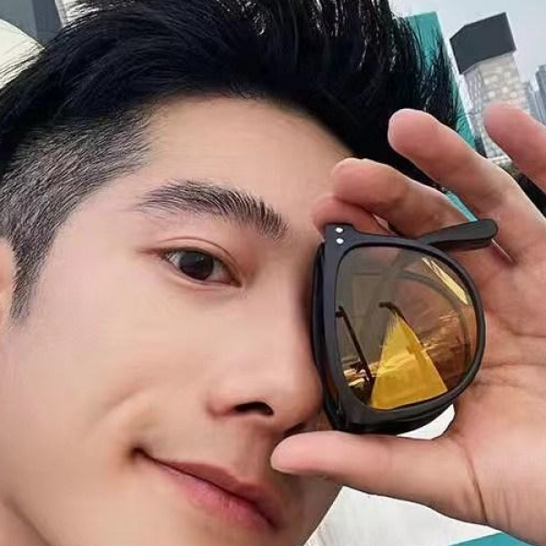 JL 휴대용의 접다 편광 투명 레트로 선글라스 남자 여자 틴트 편광 선글라스 + 케이스