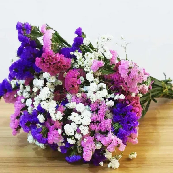 유니 에이(UNI A) 온 하늘에 별이 한데 섞이다 몸을 아끼지 않지 마라 프리저브드꽃다발 실내 진열 스위트 장식 진짜 큰, 보라색 분홍 물 _화이트 안개꽃 20