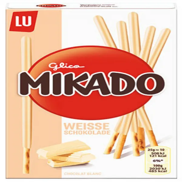 쿠키 과자 스낵 빵 스낵LU Mikado Weisse Schokolade Sticks mit Schokolade, 단일옵션, 단일상품