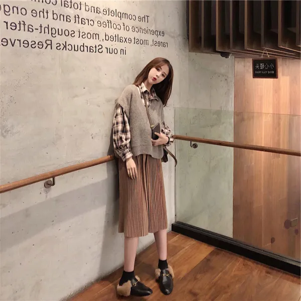 봄날 체크셔츠룩 겨울 가을 옷 Chic 늦바람 숲 여성 계 니켈 여신 인싸템 스웨터 추가 스커트다