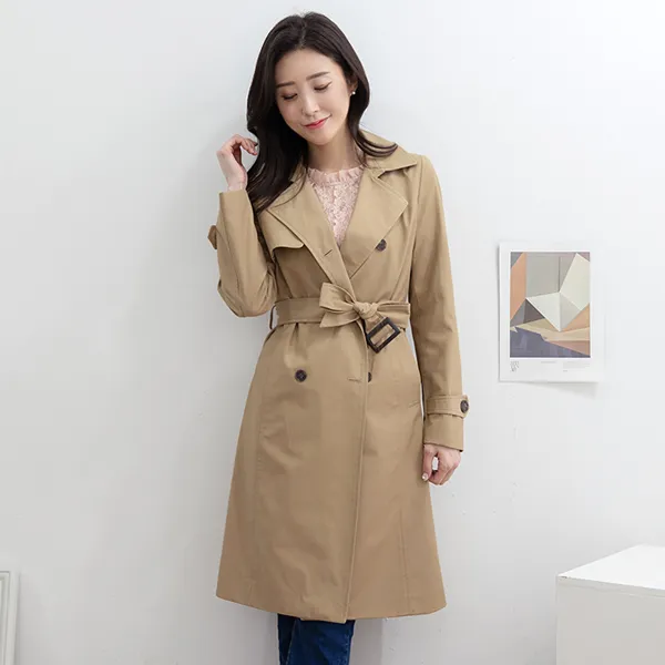 드리다 봄 여성 벨트셋트 더블버튼 데일리 트렌치코트 엄마옷 미시옷 빅사이즈 55-88
