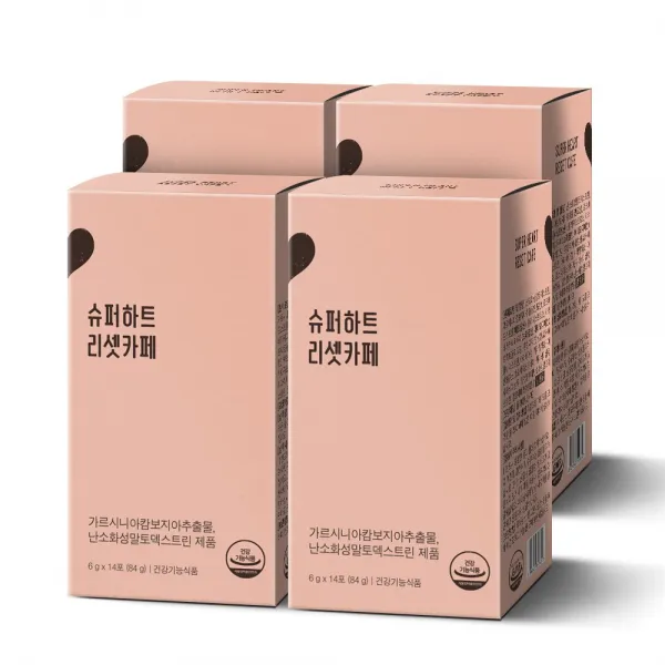 슈퍼하트 리셋카페 다이어트 커피 박스당 14포, 84g, 4박스