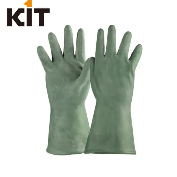 KITSafety 카이트 (키트) 녹색 부틸 고무 내화성 산업용 장갑 강산성 및 황산 방지 (1), 1개, 상세설명참조 상품 문의는 상품 문의란에 적어주세요