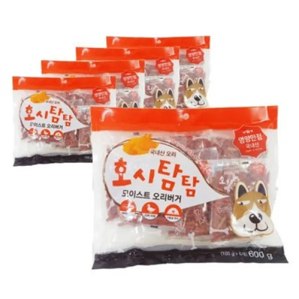 호시탐탐 모이스트 애견간식 져키 600g, 오리버거, 5개
