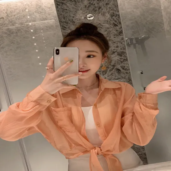 Sx0071 봄 여름 데일리룩 여리여리한 쉬폰 숏 볼레로 가디건