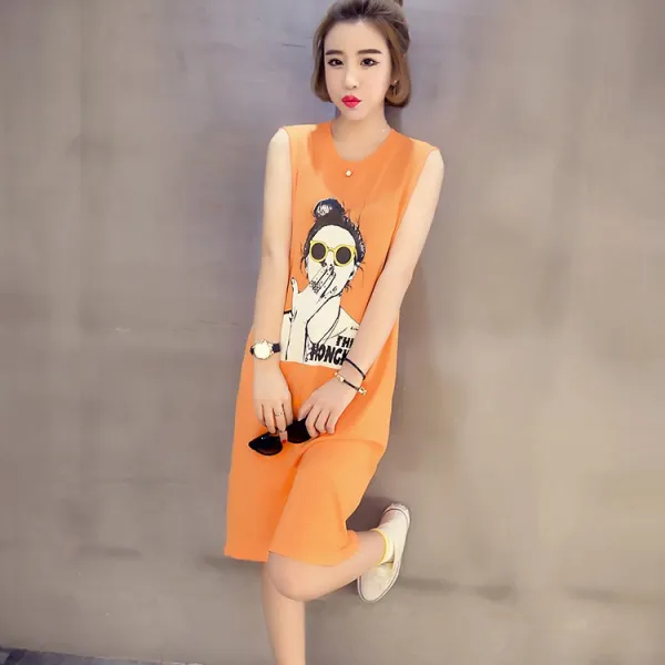 패션이루 나시 H라인 면 원피스 캐주얼 여름 슬림핏 롱 여성