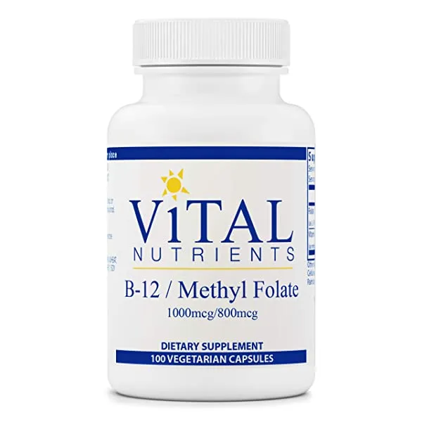 Vital Nutrients-비타민 B12 / 메틸 엽산-건강한 뇌 세포 기능 지원-병당 100 채식 캡슐