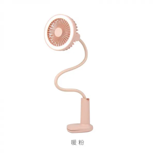 미니집게 취향을 살피다 생활 소형선풍기 USB 충전led 스탠드조명 사무실 휴대용 2360998296, 분홍색