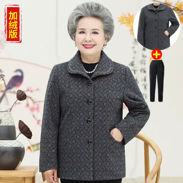 노멜스토어 가디건투피스 겨울 가을 80세 할머니 두꺼운 기모 코트 60 노인 중년 여성 엄마 70 시어머니
