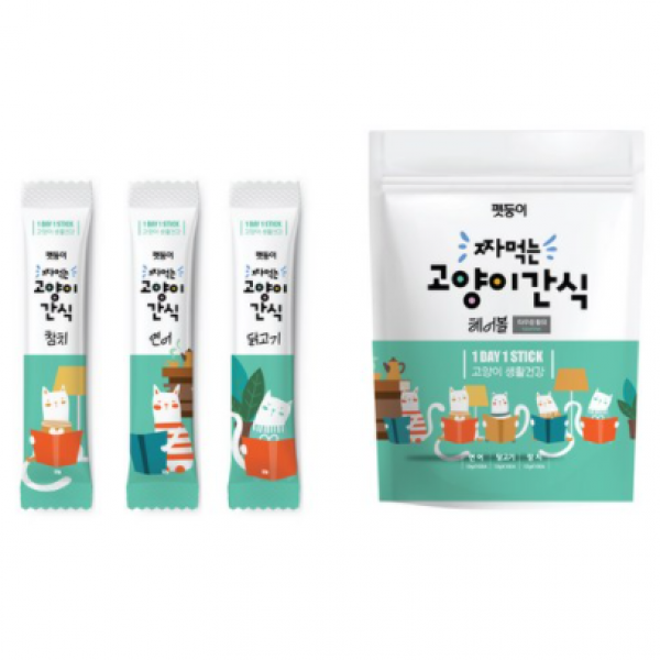 펫둥이 짜먹는 고양이 간식 3가지맛 30P, 참치, 연어, 닭고기, 1세트