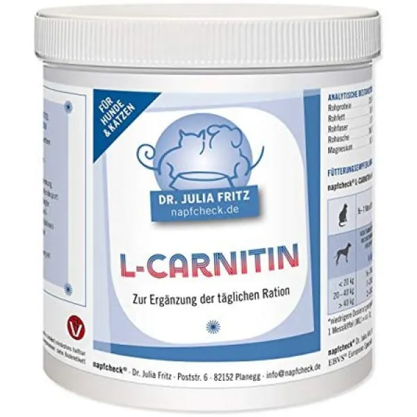 napfcheck LCarnitine일일 배급량 보충제개와 고양 이용250g, One Size, One Size, 상세 설명 참조0