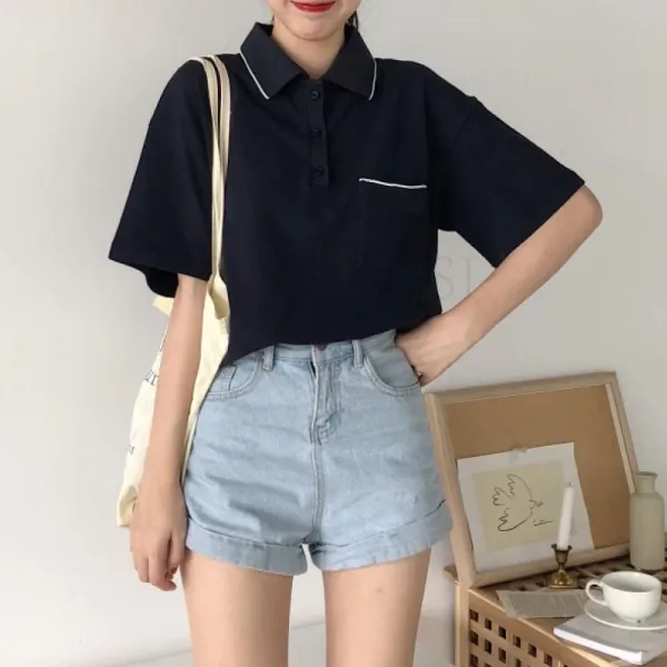 kirahosi 해랑 5 여성 카라 반팔 티셔츠 여름 반팔티 예쁜 여자 카라티+스마트 스트랩 증정 302 BY8ipl2