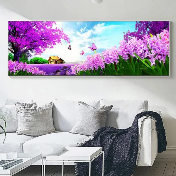 가온나래 라벤더 정원 풍경 전체보석십자수 집에서취미, 90x36cm