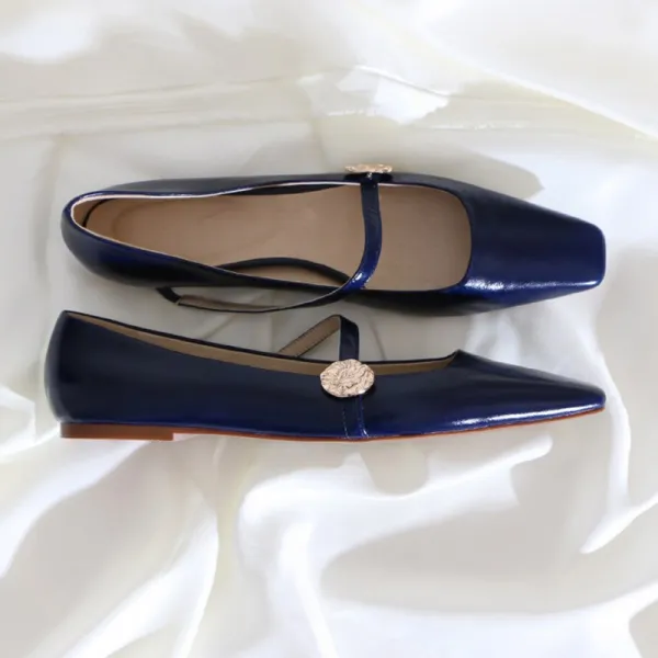 윌스토어 Will_store 여자신발단화 연꽃 야영함 봄계절 여성신발 펌프스 플랫 사각코 안팎 통가죽 메리 제인