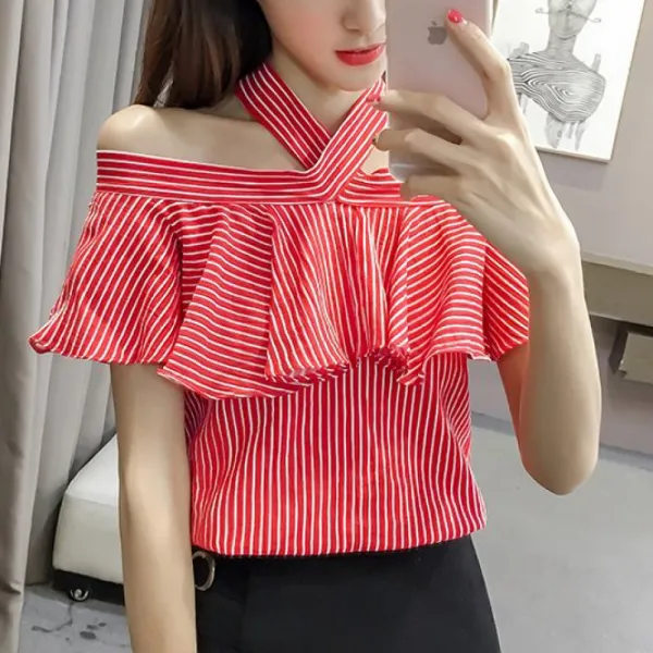 여성 여름 데일리 오프숄더 블라우스