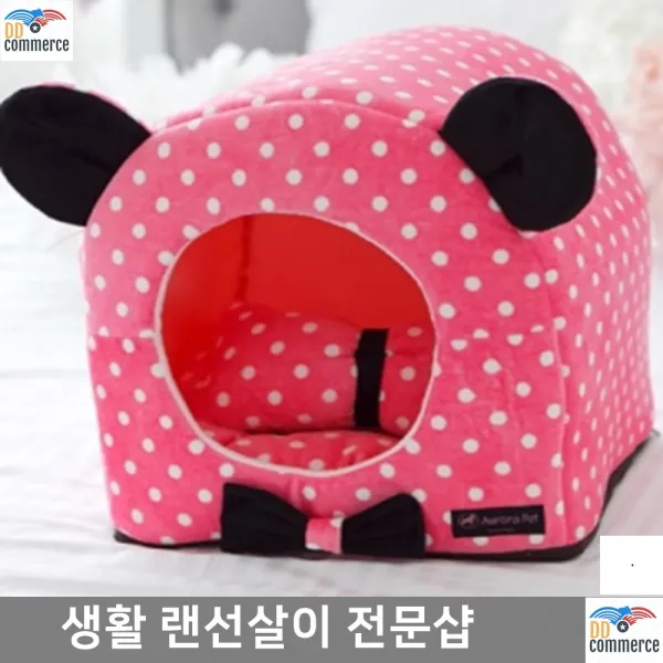하우스 사랑스러운 리본장식 퍼피하우스 비숑 아펜핀셔 반려휴식