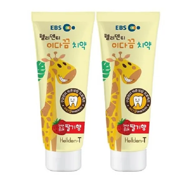 헬리덴티 이다끔 항균 어린이 치약 딸기향, 80g, 2개