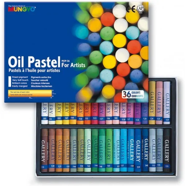다양한 색상의 문교 오일 파스텔 11x70mm (36 개입) : Artists Pastels : Office Products