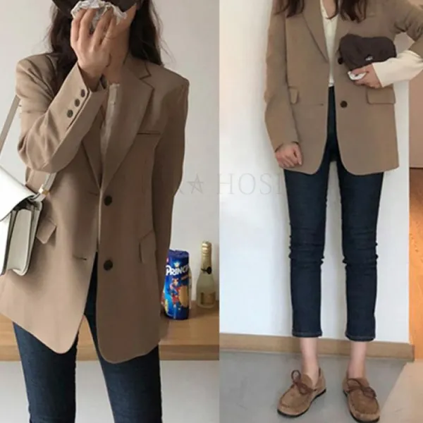 Kirahosi 여성 미디롱 박시 자켓 춘추 간절기 캐주얼 오피스룩 아우터 13호+ 덧신 증정 Bpyijkhb