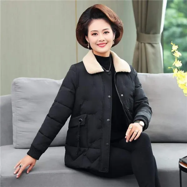쏘앤쏘 누런색 엄마 겨울폼 두터운 융털 여성 숏 웰론 중년 인 이패딩